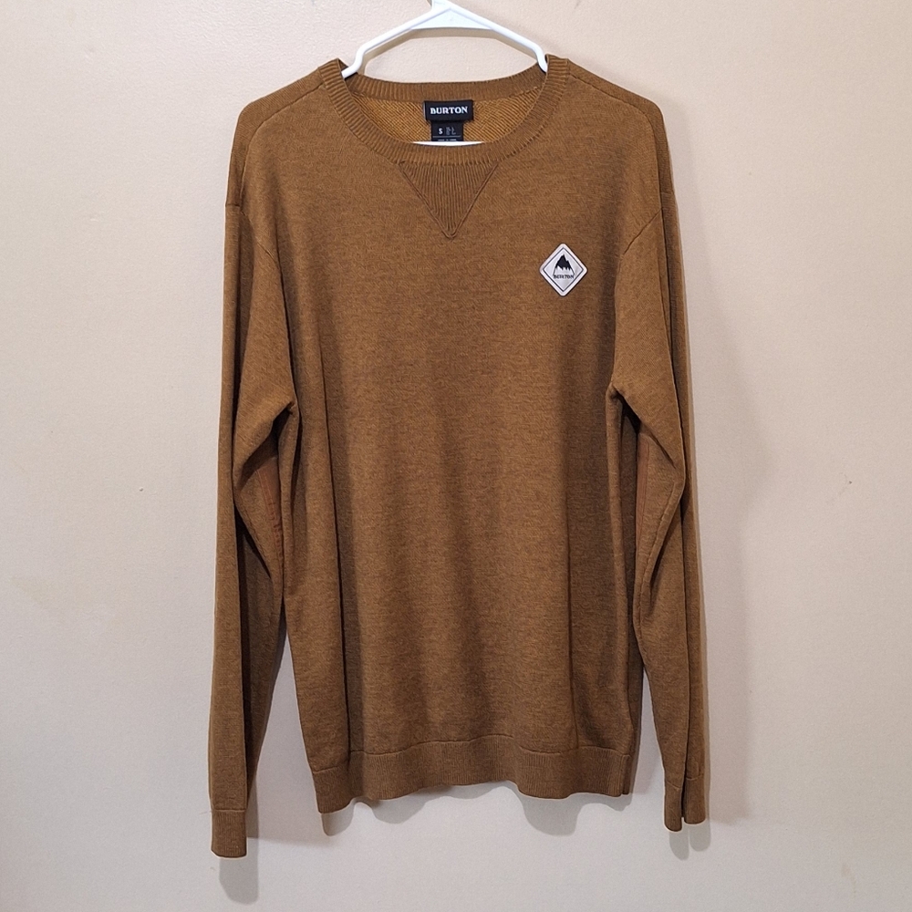 Burton Poly Wool Blend Sweater With Elbow Patches